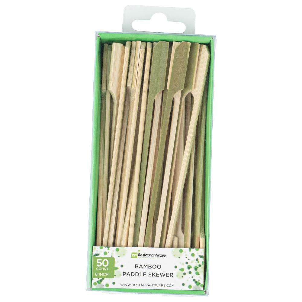 restaurantware Pixy Natural Bamboo Paddle Skewer - Retail Pack - 6" - 50 count x 10 boxes