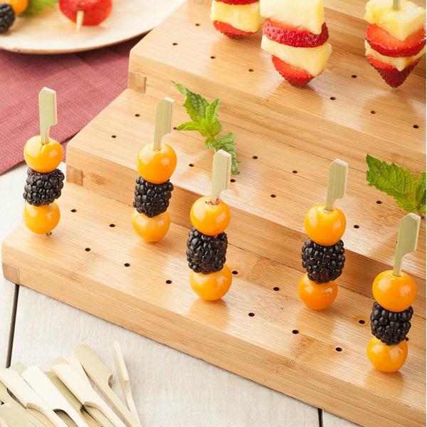 Restaurantware Pixy Natural Bamboo Pick Stand / Skewer Holder - 180 Holes - 14 1/4" X 14 1/4" X 5 3/4" - 1 Count Box