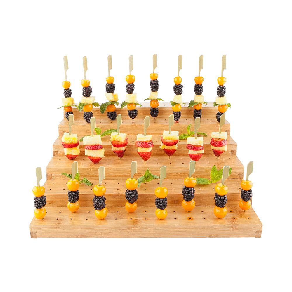 restaurantware Pixy Natural Bamboo Pick Stand / Skewer Holder - 180 holes - 14 1/4" x 14 1/4" x 5 3/4" - 1 count box