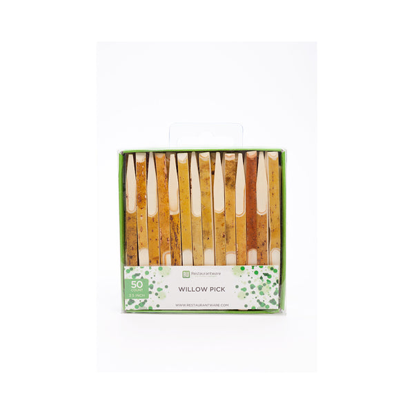 Restaurantware Pixy Natural Bamboo Willow Pick - Retail Pack - 3 1/2" - 50 Count X 10 Boxes