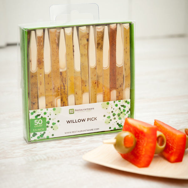 Restaurantware Pixy Natural Bamboo Willow Pick - Retail Pack - 3 1/2" - 50 Count X 10 Boxes