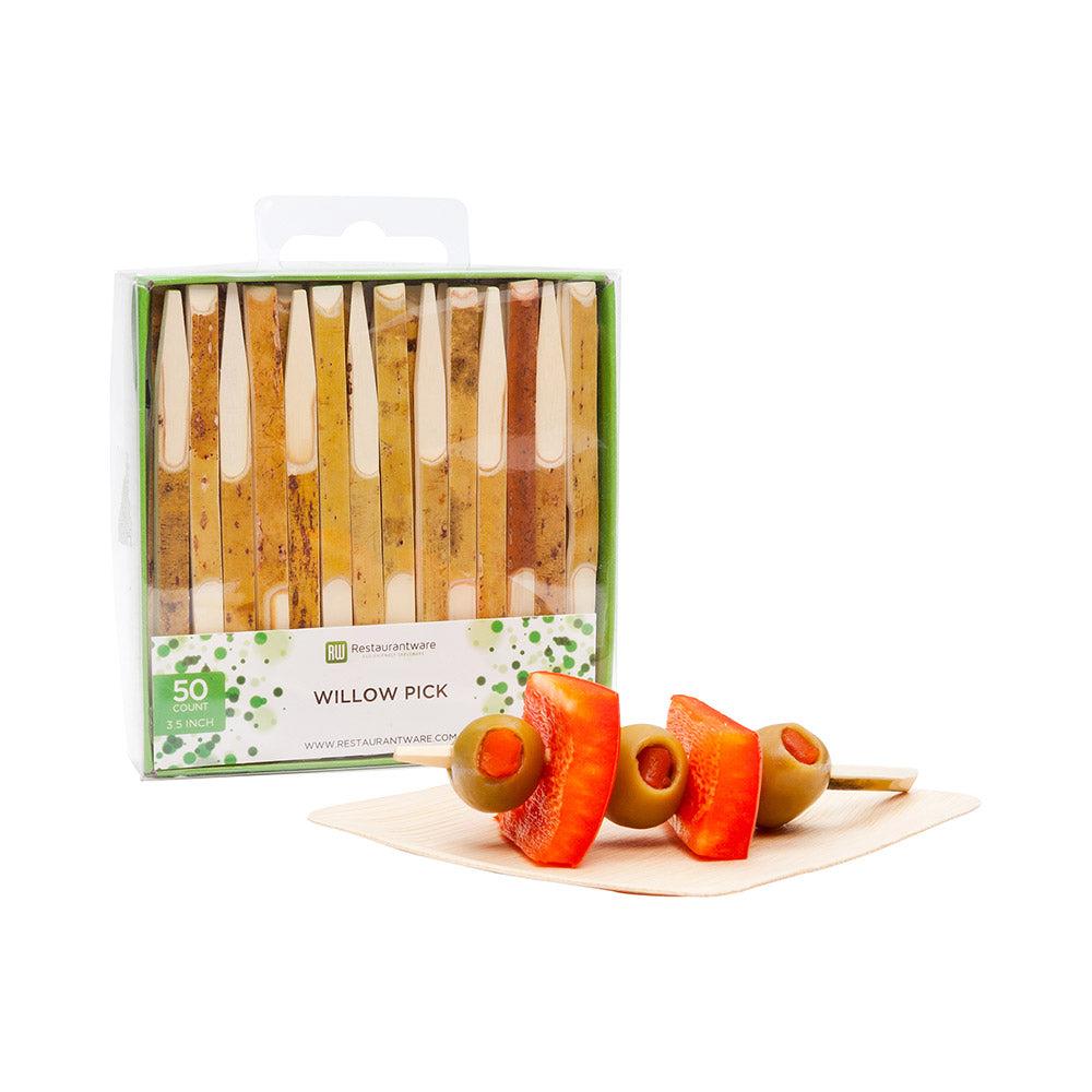 restaurantware Pixy Natural Bamboo Willow Pick - Retail Pack - 3 1/2" - 50 count x 10 boxes