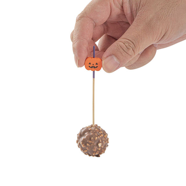 Restaurantware Pixy Orange Bamboo Jack-o-Lantern Pick - 4" X 3/4" - 1000 Count Box