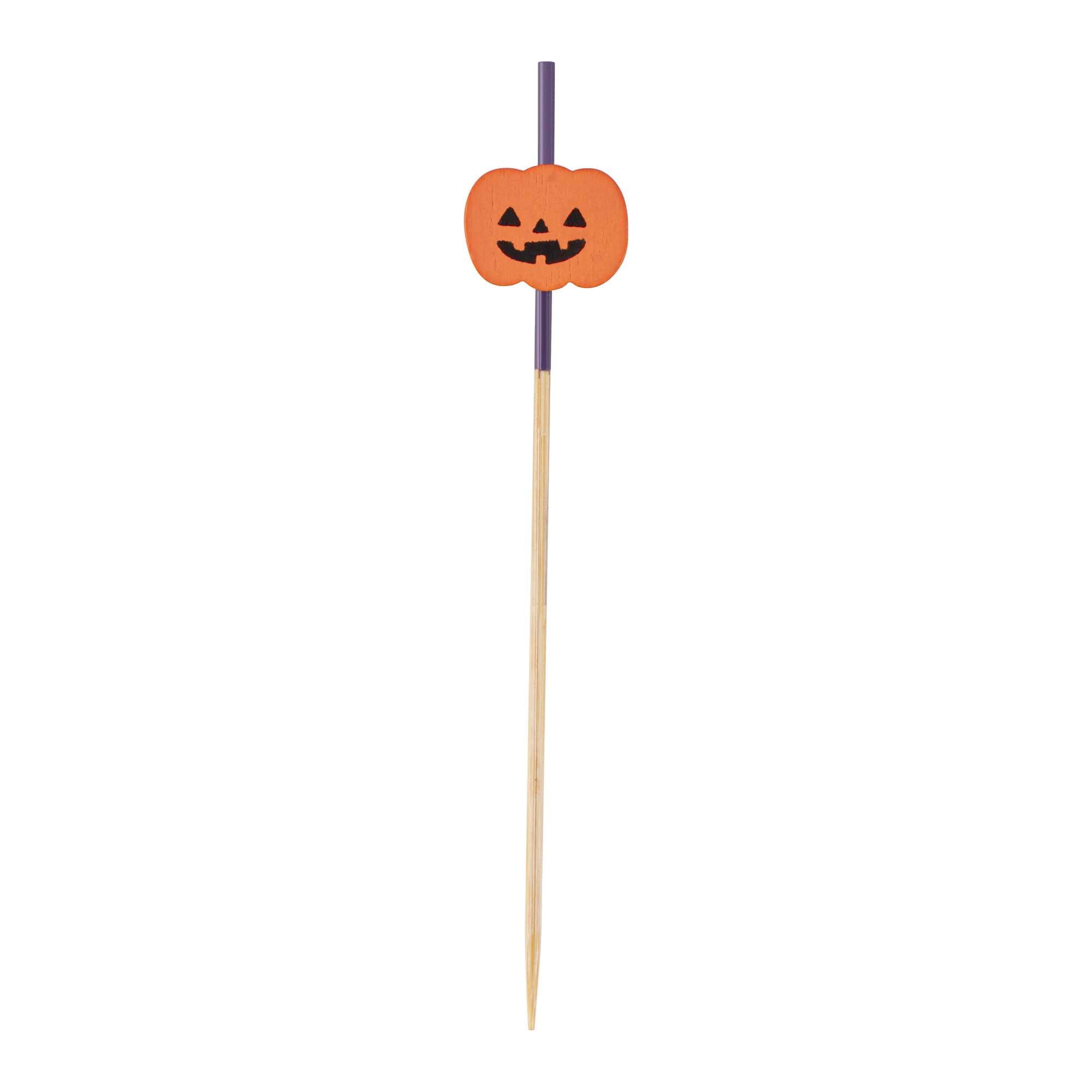 restaurantware Pixy Orange Bamboo Jack-o-Lantern Pick - 4" x 3/4" - 1000 count box