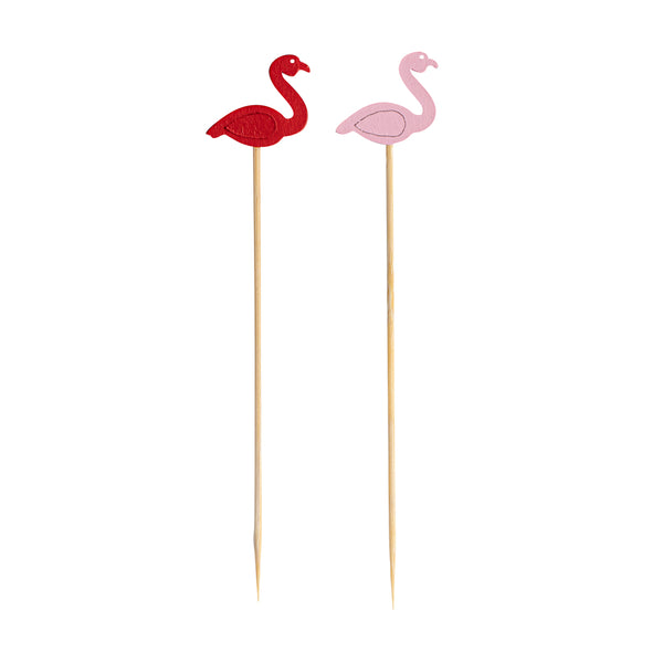 Restaurantware Pixy Red And Pink Bamboo Flamingo Pick - 4 3/4" - 1000 Count Box