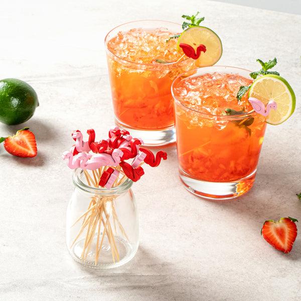 Restaurantware Pixy Red And Pink Bamboo Flamingo Pick - 4 3/4" - 1000 Count Box