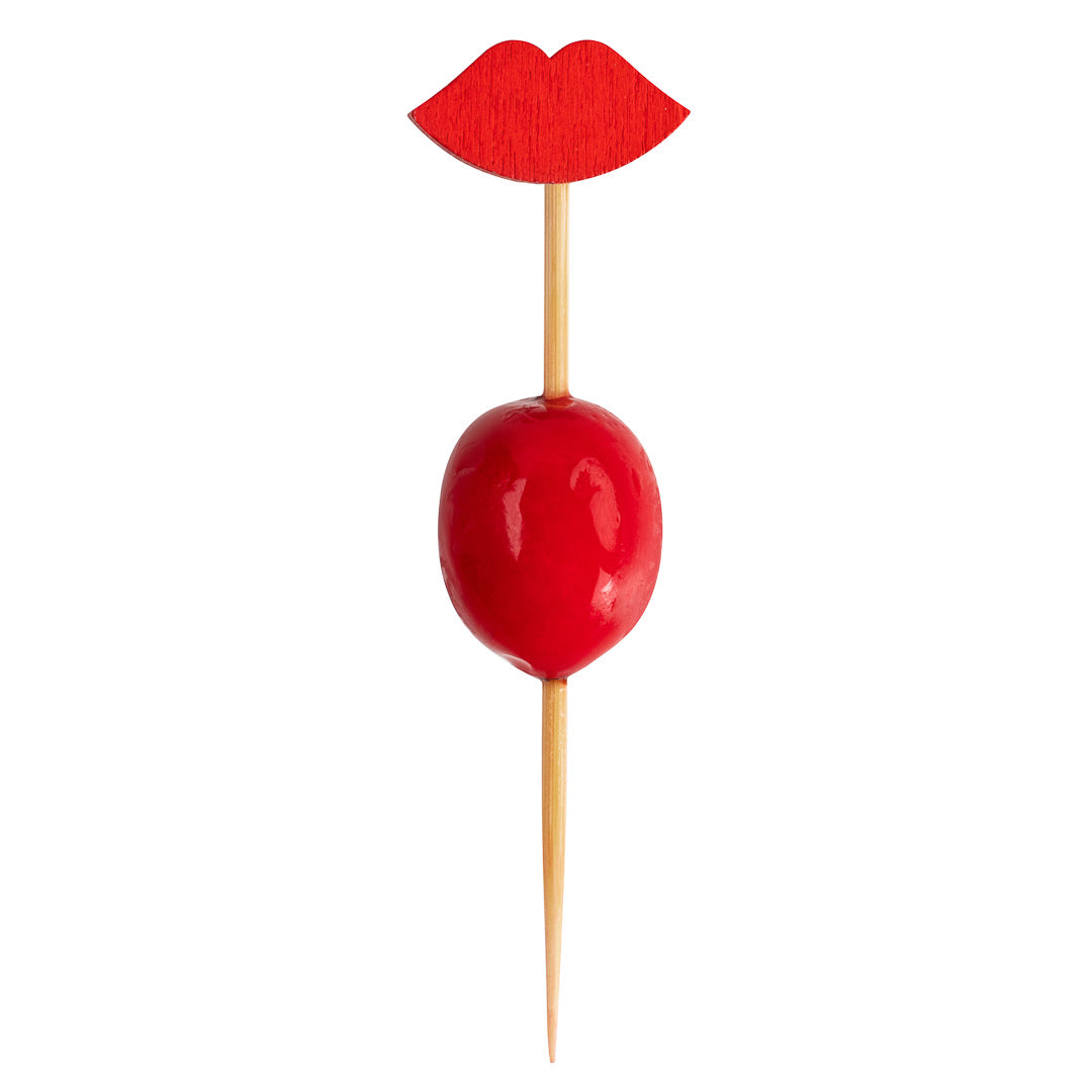 restaurantware Pixy Red Bamboo Sexy Lips Pick - 2 3/4" - 1000 count box