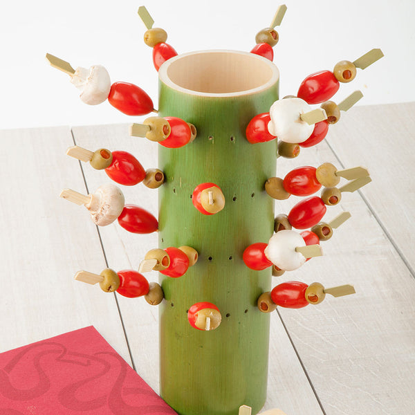 Restaurantware Pixy Round Natural Bamboo Trunk Stand - 72 Slots - 3 1/2" X 3 1/2" X 12" - 1 Count Box