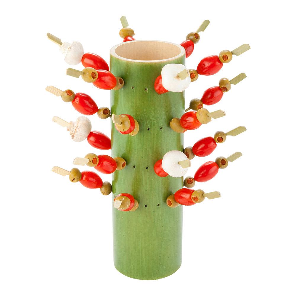 restaurantware Pixy Round Natural Bamboo Trunk Stand - 72 slots - 3 1/2" x 3 1/2" x 12" - 1 count box