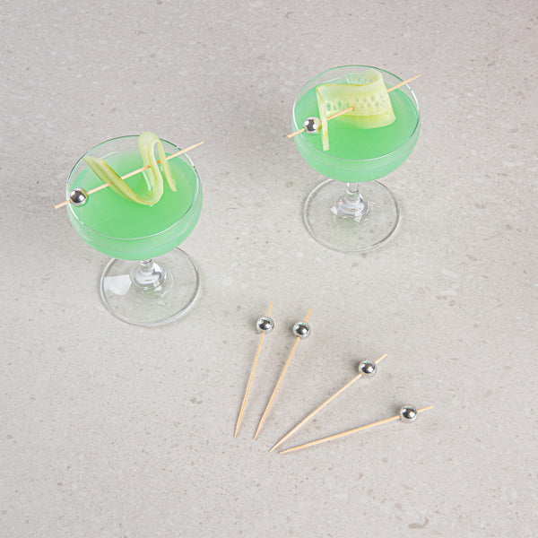 Restaurantware Pixy Silver Bamboo Sphere Pick - 4" - 1000 Count Box
