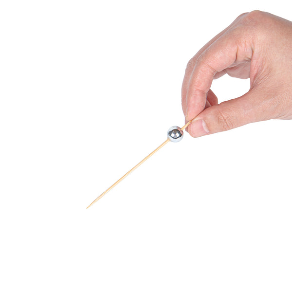 Restaurantware Pixy Silver Bamboo Sphere Pick - 4" - 1000 Count Box
