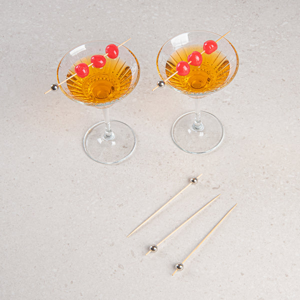 Restaurantware Pixy Silver Bamboo Sphere Skewer - 6" - 1000 Count Box