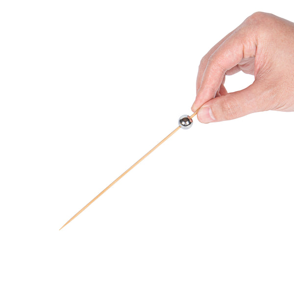 Restaurantware Pixy Silver Bamboo Sphere Skewer - 6" - 1000 Count Box