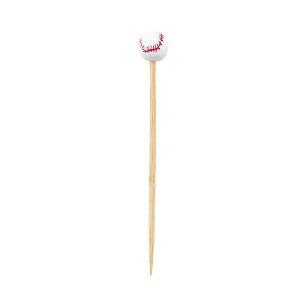 Restaurantware Pixy White And Red Bamboo Baseball Pick - Hand-Painted - 4" - 1000 Count Box