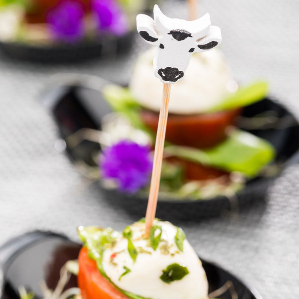 Restaurantware Pixy White Bamboo Happy Cow Pick - 4" X 3/4" - 1000 Count Box