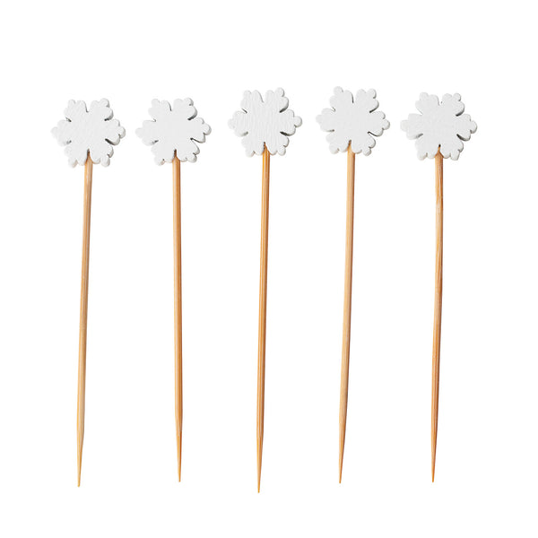 Restaurantware Pixy White Bamboo Snowflake Pick - 3 1/2" - 1000 Count Box