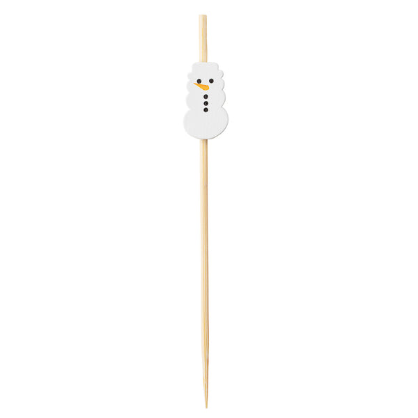 Restaurantware Pixy White Bamboo Snowman Pick - 3 1/2" - 1000 Count Box