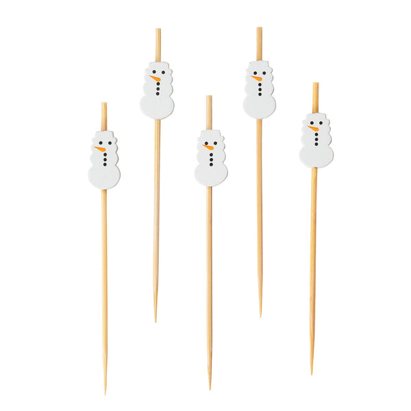 Restaurantware Pixy White Bamboo Snowman Pick - 3 1/2" - 1000 Count Box