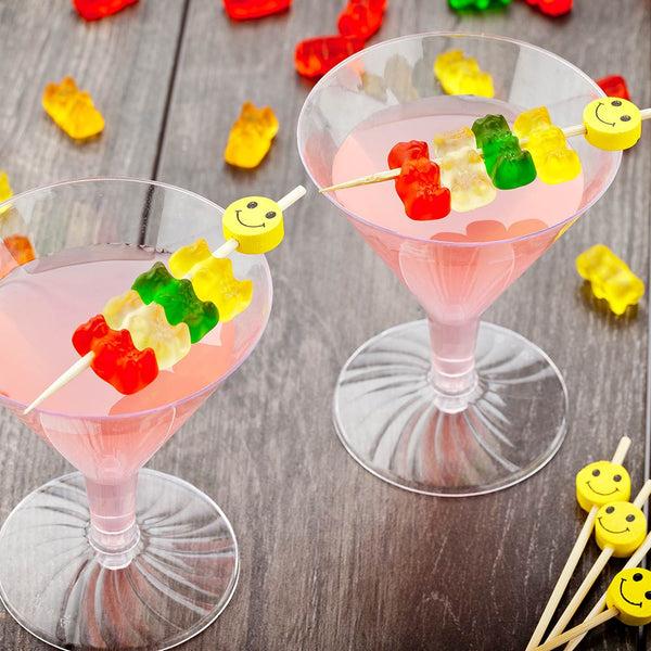 Restaurantware Pixy Yellow And Black Bamboo Smiley Face Pick - 4" X 1/2" - 1000 Count Box