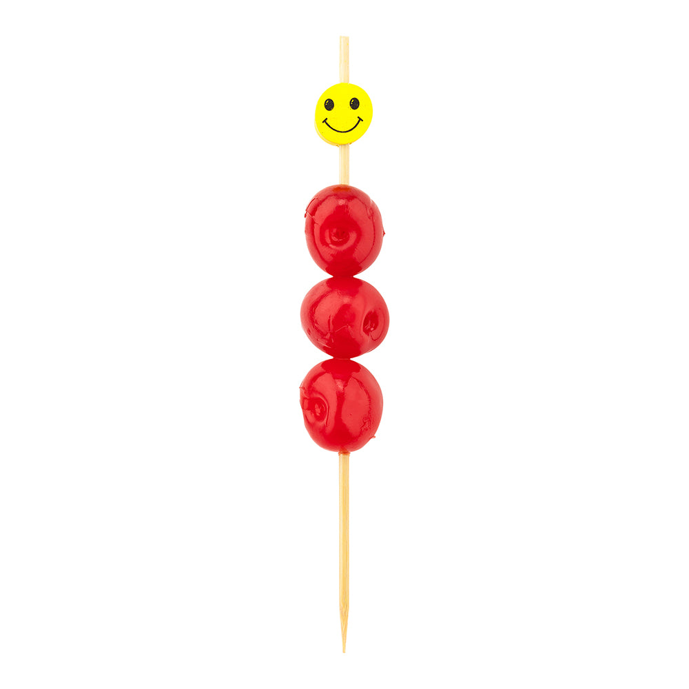 restaurantware Pixy Yellow and Black Bamboo Smiley Face Skewer - 6" x 1/2" - 1000 count box