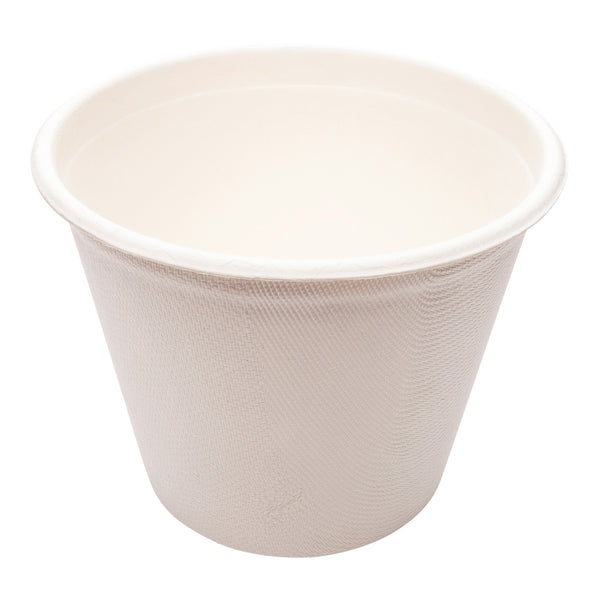 Restaurantware Pulp Tek 15 Oz Round White Sugarcane / Bagasse Soup Cup - 4" X 4" X 3 1/4" - 100 Count Box