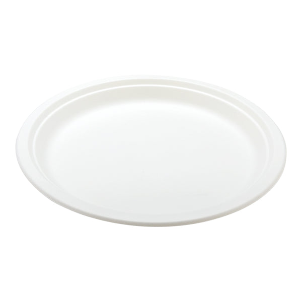 Restaurantware Pulp Tek Round White Sugarcane / Bagasse Extra Large Plate - 11 3/4" X 11 3/4" X 1" - 100 Count Box