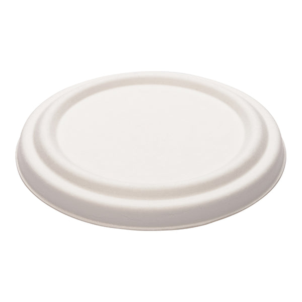 Restaurantware Pulp Tek Round White Sugarcane / Bagasse Lid - Fits 15 Oz Soup Cup - 100 Count Box