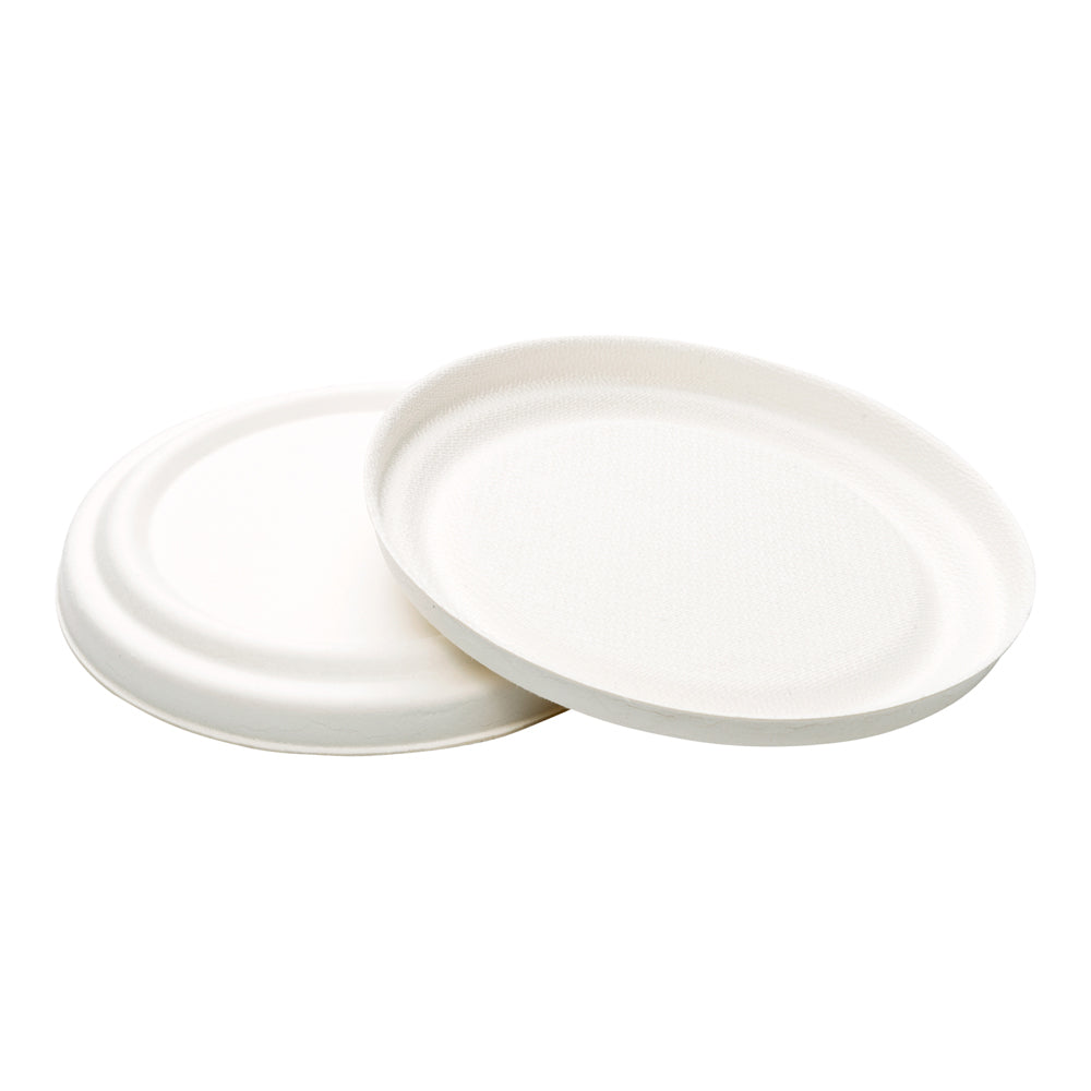 restaurantware Pulp Tek Round White Sugarcane / Bagasse Lid - Fits 15 oz Soup Cup - 100 count box