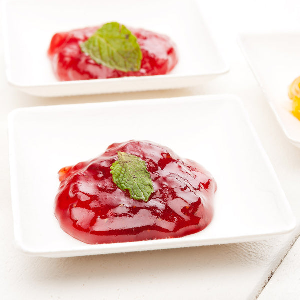 Restaurantware Pulp Tek Square White Sugarcane / Bagasse Mini Modern Plate - 2 1/2" X 2 1/2" - 100 Count Box