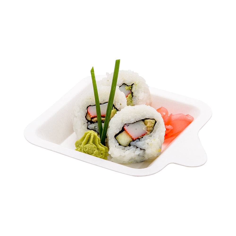 restaurantware Pulp Tek Square White Sugarcane / Bagasse Small Plate - 4 1/4" x 5" x 1/2" - 100 count box