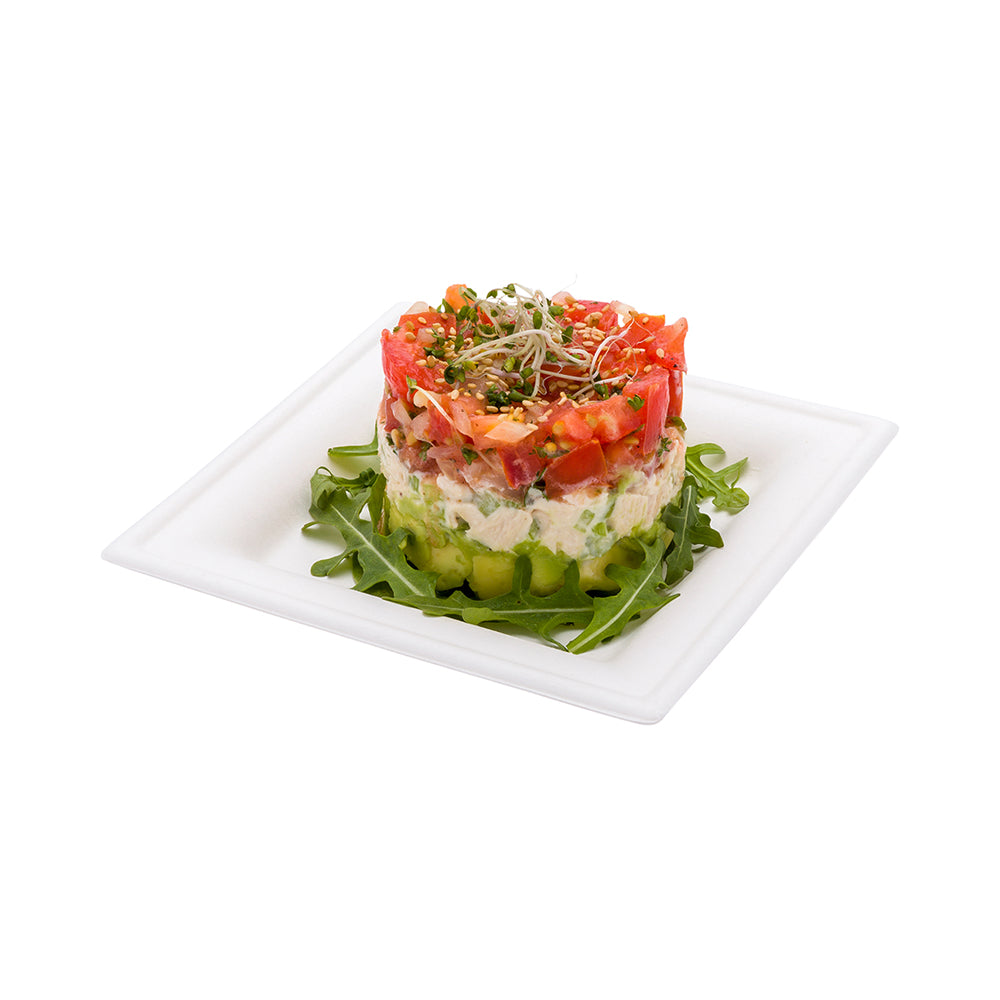 restaurantware Pulp Tek Square White Sugarcane / Bagasse Small Plate - 6 1/4" x 6 1/4" - 100 count box
