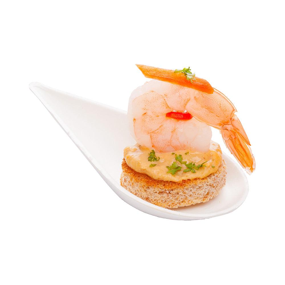 restaurantware Pulp Tek Teardrop White Sugarcane / Bagasse Tasting Spoon - 4 1/4" x 2" x 1 1/4" - 100 count box