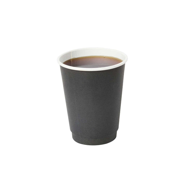 Restaurantware Restpresso 12 Oz Black Paper Coffee Cup - Double Wall - 3 1/2" X 3 1/2" X 4 1/4" - 500 Count Box
