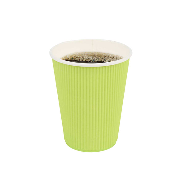 Restaurantware Restpresso 12 Oz Eco Green Paper Coffee Cup - Ripple Wall - 3 1/2" X 3 1/2" X 4 1/4" - 500 Count Box
