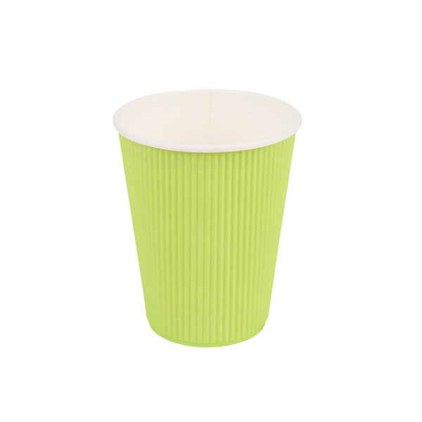 Restaurantware Restpresso 12 Oz Eco Green Paper Coffee Cup - Ripple Wall - 3 1/2" X 3 1/2" X 4 1/4" - 500 Count Box