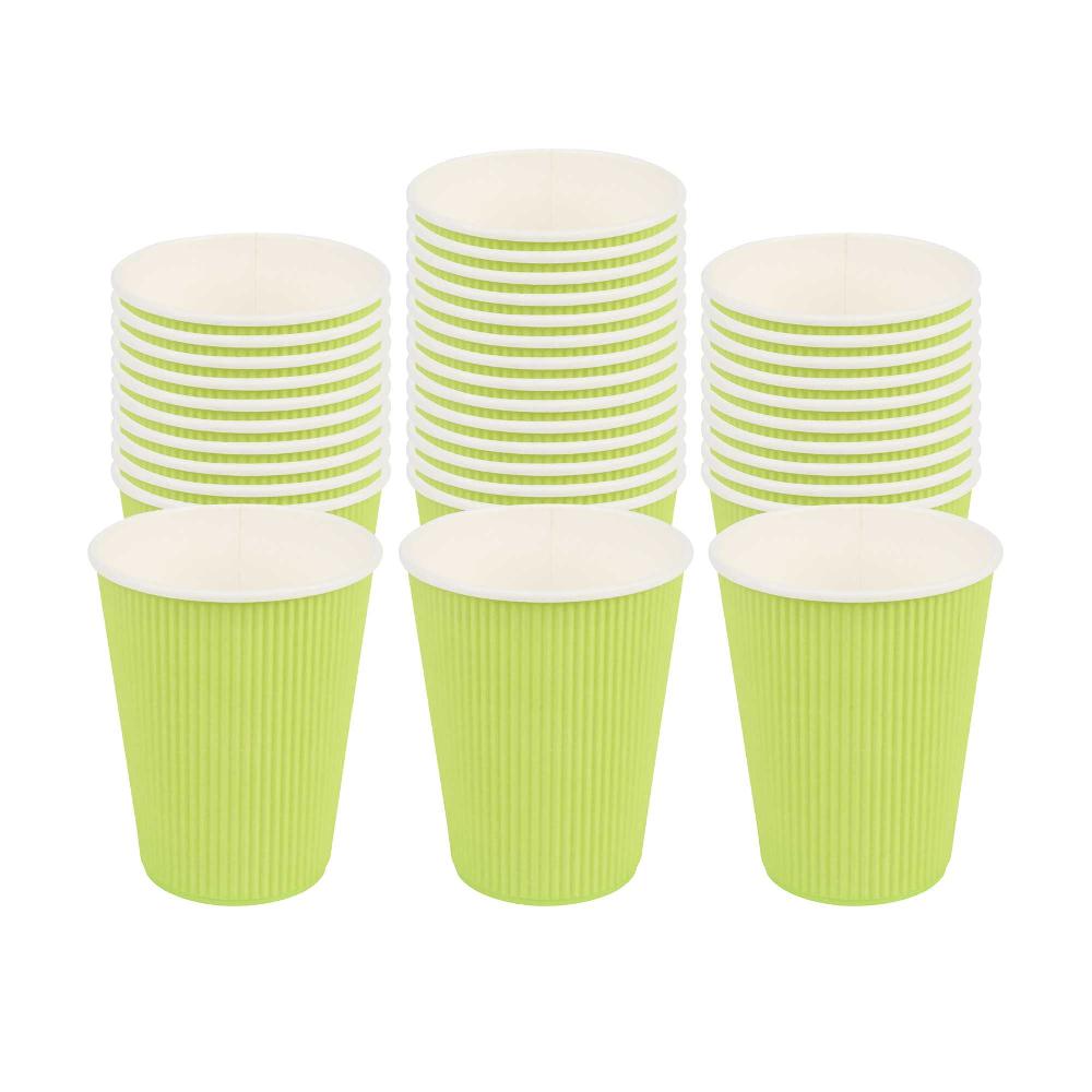restaurantware Restpresso 12 oz Eco Green Paper Coffee Cup - Ripple Wall - 3 1/2" x 3 1/2" x 4 1/4" - 500 count box