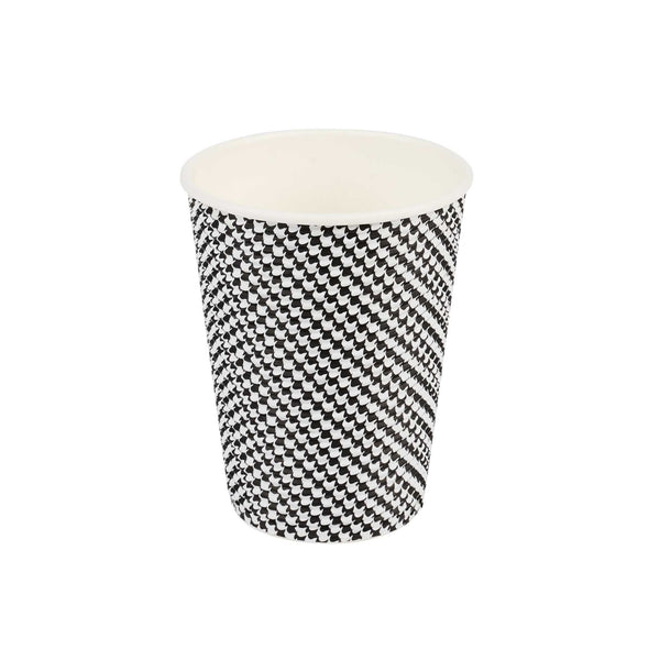 Restaurantware Restpresso 12 Oz Houndstooth Paper Coffee Cup - Spiral Wall - 3 1/2" X 3 1/2" X 4 1/4" - 500 Count Box