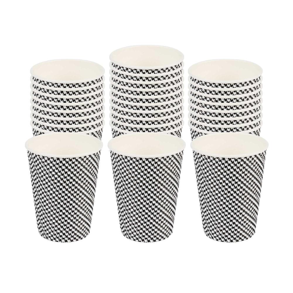 restaurantware Restpresso 12 oz Houndstooth Paper Coffee Cup - Spiral Wall - 3 1/2" x 3 1/2" x 4 1/4" - 500 count box