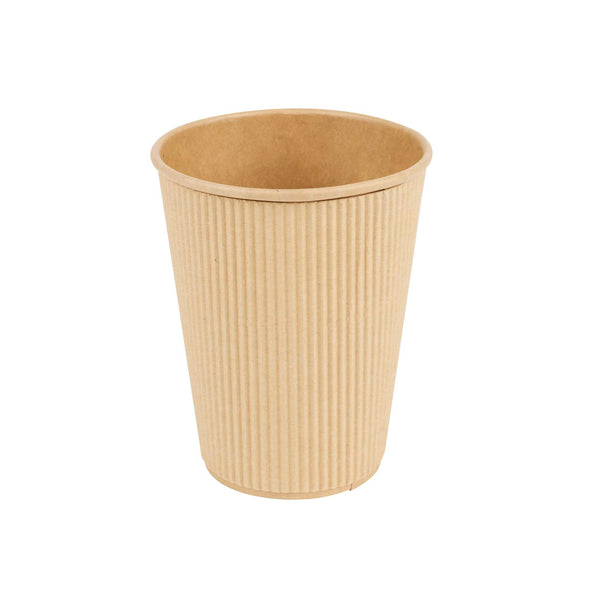 Restaurantware Restpresso 12 Oz Kraft Paper Coffee Cup - Ripple Wall - 3 1/2" X 3 1/2" X 4 1/4" - 500 Count Box