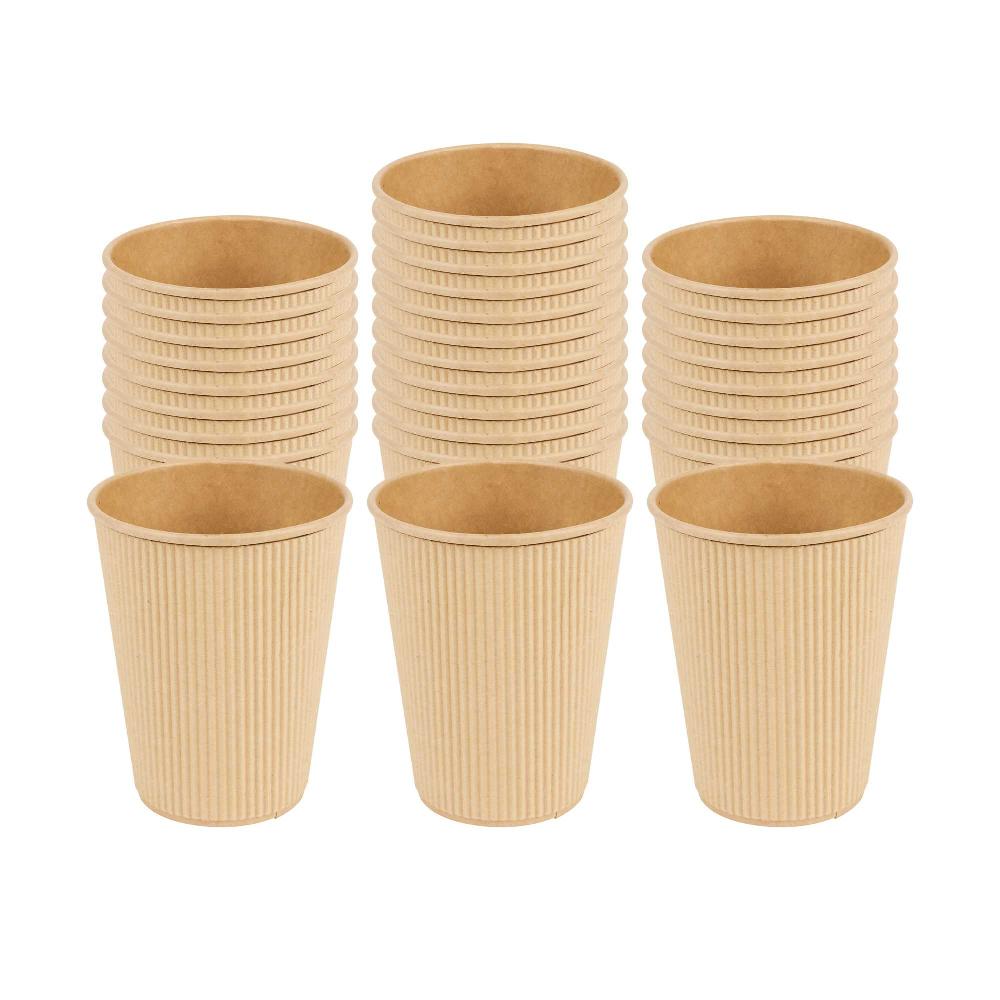 restaurantware Restpresso 12 oz Kraft Paper Coffee Cup - Ripple Wall - 3 1/2" x 3 1/2" x 4 1/4" - 500 count box