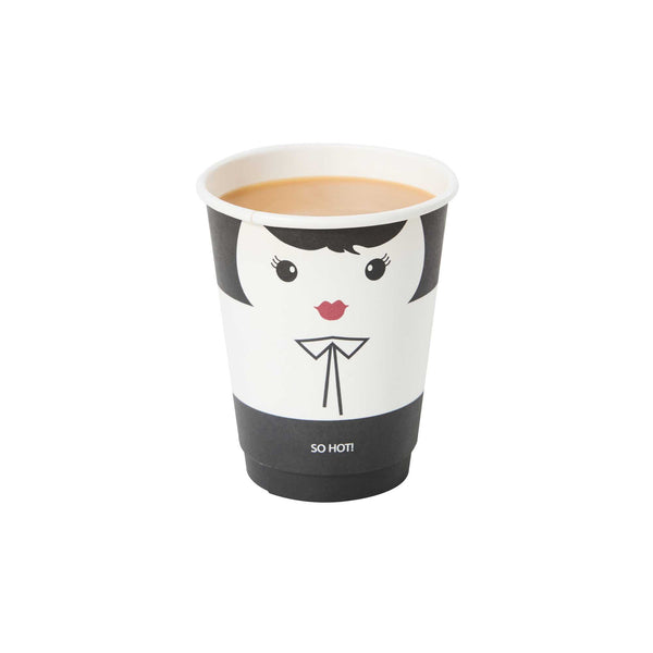 Restaurantware Restpresso 12 Oz Madame Paper Coffee Cup - Double Wall - 3 1/2" X 3 1/2" X 4 1/4" - 500 Count Box