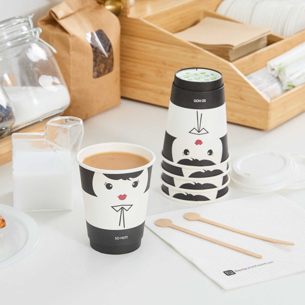 Restaurantware Restpresso 12 Oz Madame Paper Coffee Cup - Double Wall - 3 1/2" X 3 1/2" X 4 1/4" - 500 Count Box