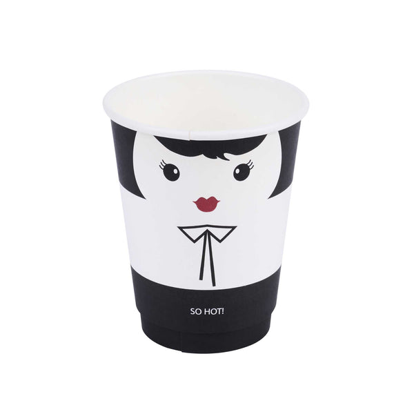 Restaurantware Restpresso 12 Oz Madame Paper Coffee Cup - Double Wall - 3 1/2" X 3 1/2" X 4 1/4" - 500 Count Box