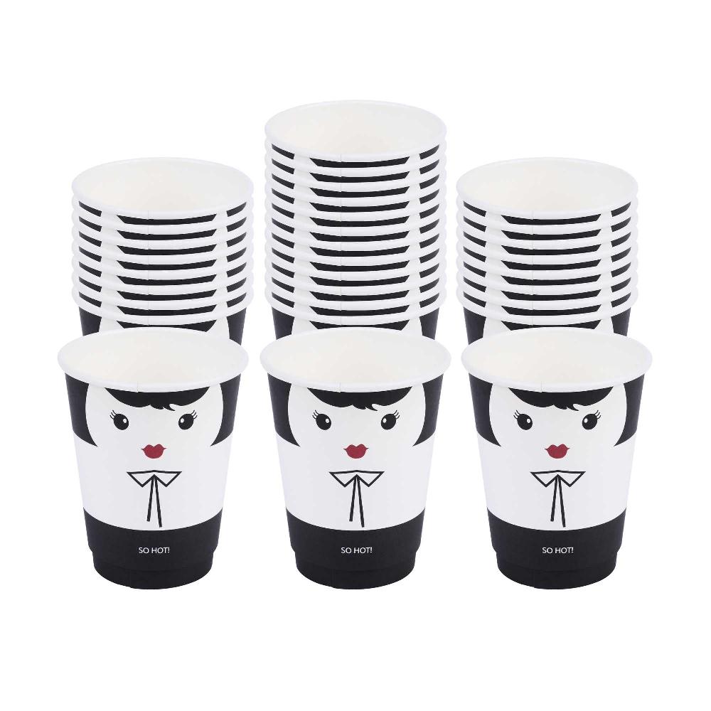 restaurantware Restpresso 12 oz Madame Paper Coffee Cup - Double Wall - 3 1/2" x 3 1/2" x 4 1/4" - 500 count box