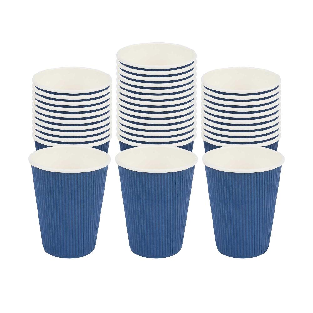 restaurantware Restpresso 12 oz Midnight Blue Paper Coffee Cup - Ripple Wall - 3 1/2" x 3 1/2" x 4 1/4" - 500 count box