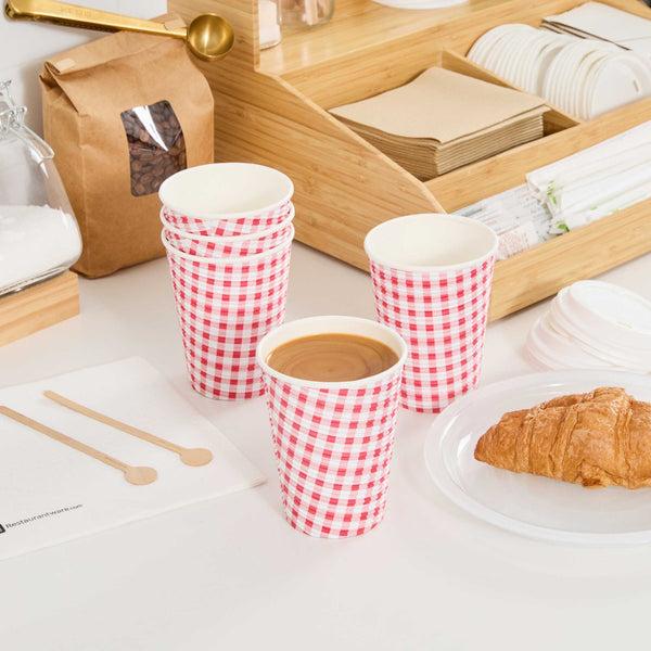 Restaurantware Restpresso 12 Oz Picnic Print Paper Coffee Cup - Spiral Wall - 3 1/2" X 3 1/2" X 4 1/4" - 500 Count Box