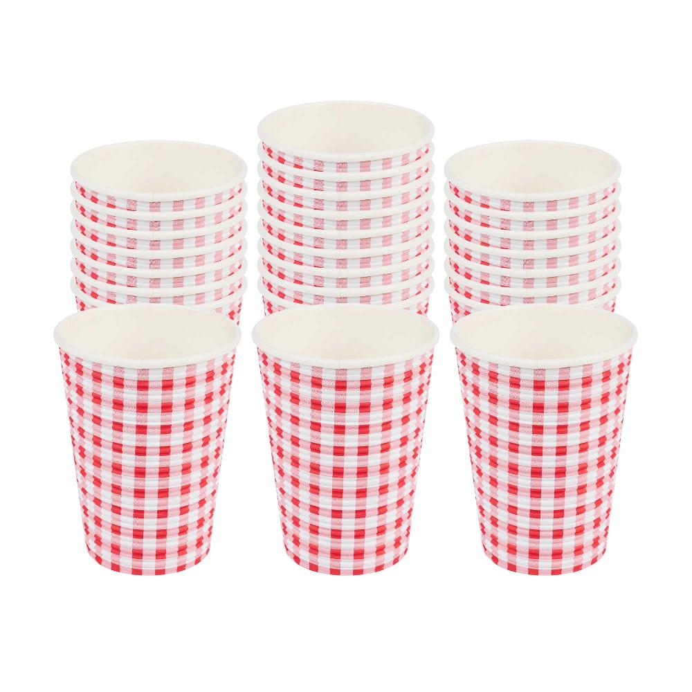 restaurantware Restpresso 12 oz Picnic Print Paper Coffee Cup - Spiral Wall - 3 1/2" x 3 1/2" x 4 1/4" - 500 count box