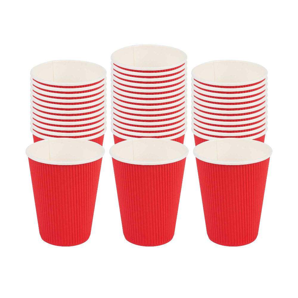 restaurantware Restpresso 12 oz Red Paper Coffee Cup - Ripple Wall - 3 1/2" x 3 1/2" x 4 1/4" - 500 count box