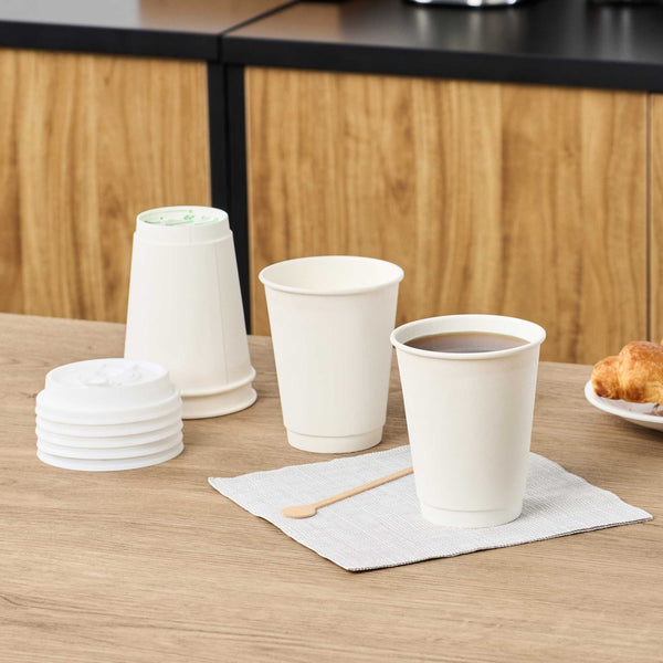 Restaurantware Restpresso 12 Oz White Paper Coffee Cup - Double Wall - 3 1/2" X 3 1/2" X 4 1/4" - 500 Count Box