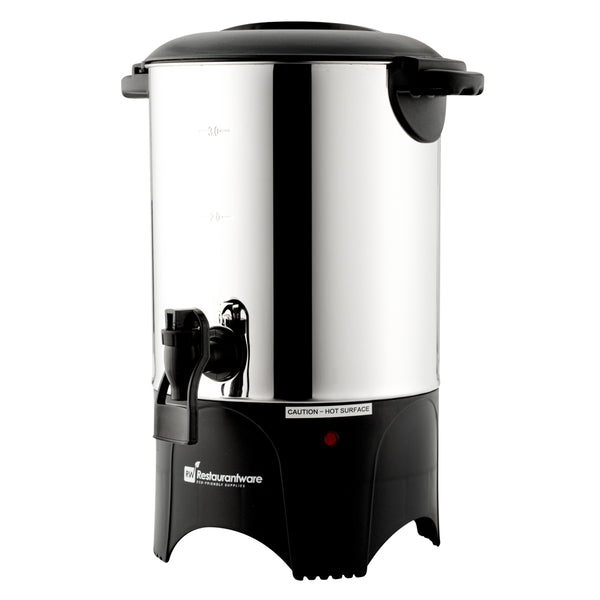 Restaurantware Restpresso 150 Oz Silver 13/0 Stainless Steel Coffee Urn - 1000W 30 Cup - 7 1/2" X 7 1/2" X 13 1/2" - 1 Count Box